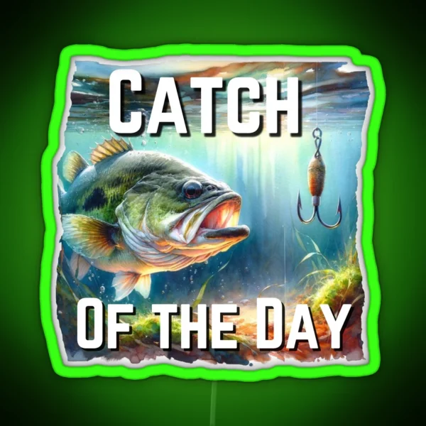 Catch Of The Day Bass Fishing RGB Neon Sign