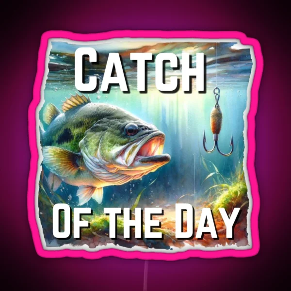 Catch Of The Day Bass Fishing RGB Neon Sign