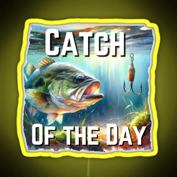 Catch Of The Day Bass Fishing RGB Neon Sign