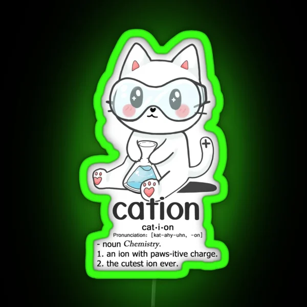Cation Science Pun Cat New RGB Neon Sign