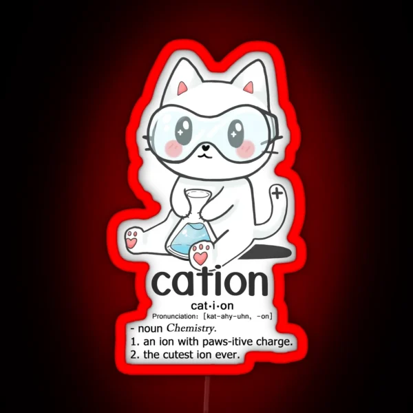Cation Science Pun Cat New RGB Neon Sign