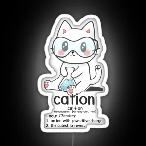 Cation Science Pun Cat New RGB Neon Sign