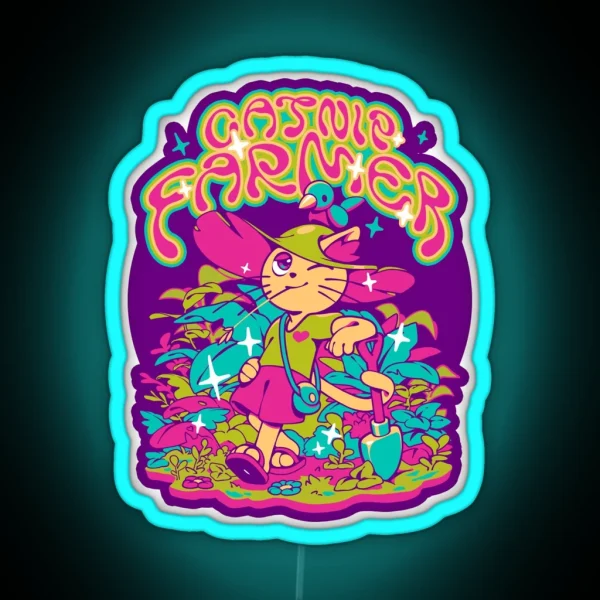 Catnip Farmer RGB Neon Sign
