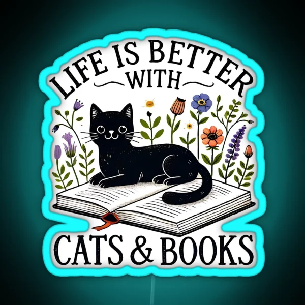 Cats And Books RGB Neon Sign