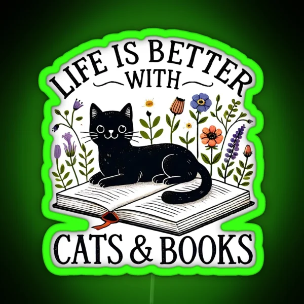 Cats And Books RGB Neon Sign