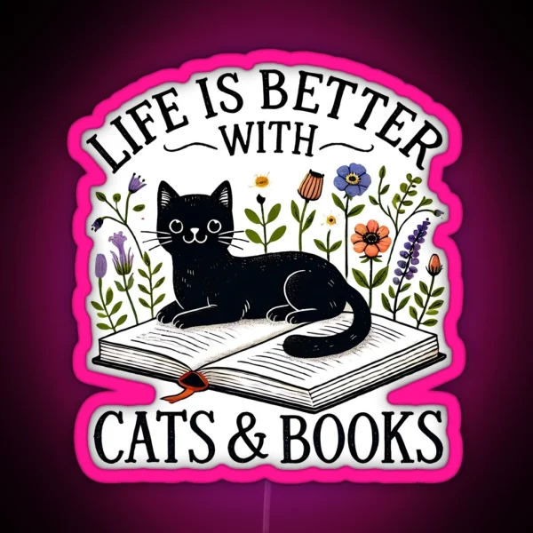 Cats And Books RGB Neon Sign