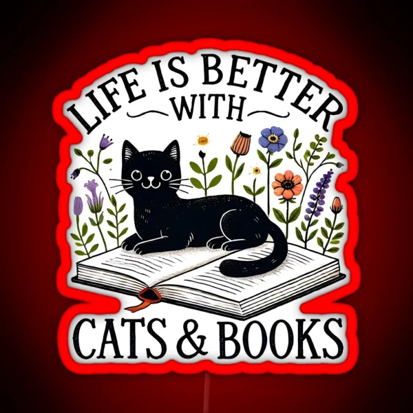 Cats And Books RGB Neon Sign