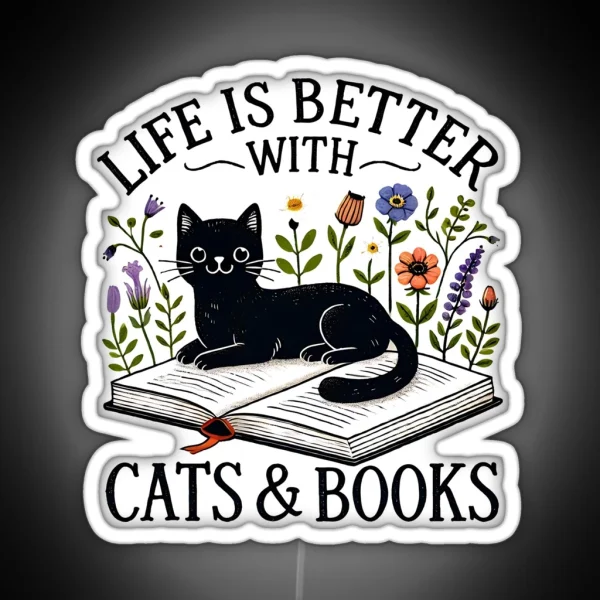 Cats And Books RGB Neon Sign