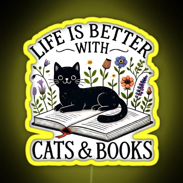 Cats And Books RGB Neon Sign
