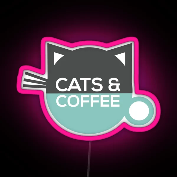Cats And Coffee RGB Neon Sign