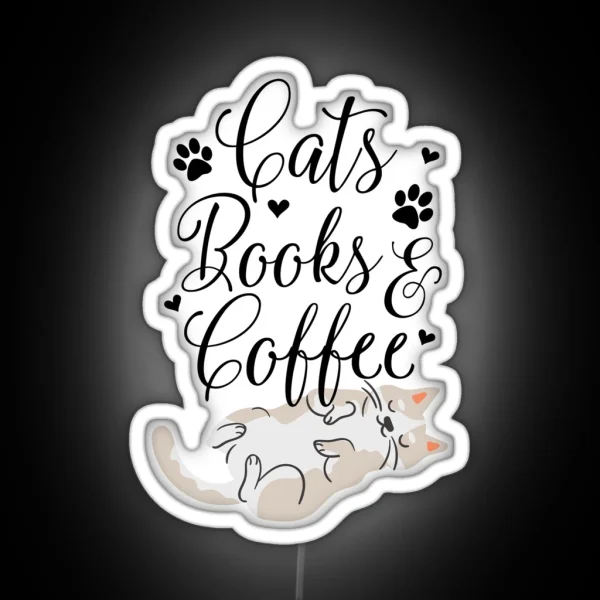 Cats Books And Coffee RGB Neon Sign