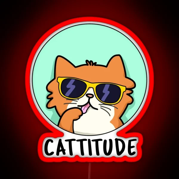 Cattitude Funny Cat Puns RGB Neon Sign