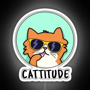 Cattitude Funny Cat Puns RGB Neon Sign