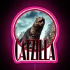 Catzilla Cat Standing In A Destroyed City Street RGB Neon Sign - Image 6