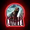 Catzilla Cat Standing In A Destroyed City Street RGB Neon Sign
