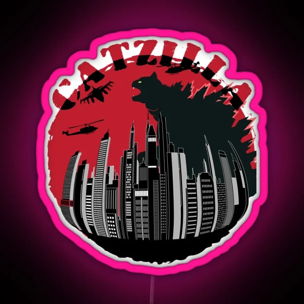 Catzilla Catzilla Catzilla Japanese Monster Catzilla Cat RGB Neon Sign