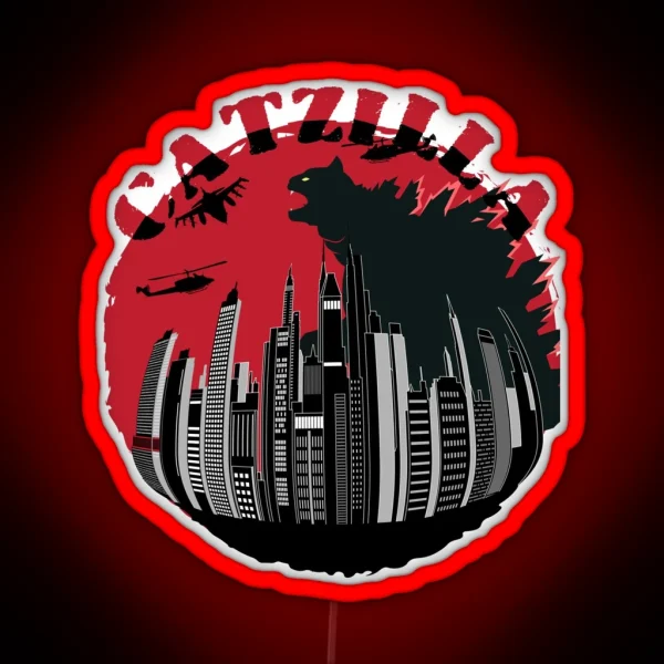 Catzilla Catzilla Catzilla Japanese Monster Catzilla Cat RGB Neon Sign