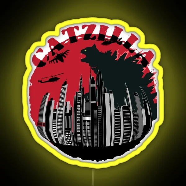 Catzilla Catzilla Catzilla Japanese Monster Catzilla Cat RGB Neon Sign