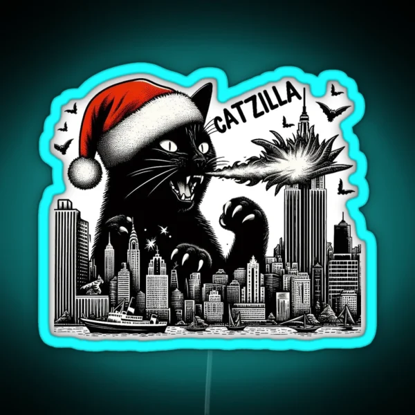 Catzilla Christmas Monster RGB Neon Sign