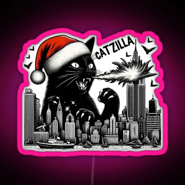 Catzilla Christmas Monster RGB Neon Sign