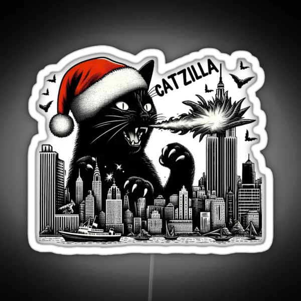 Catzilla Christmas Monster RGB Neon Sign