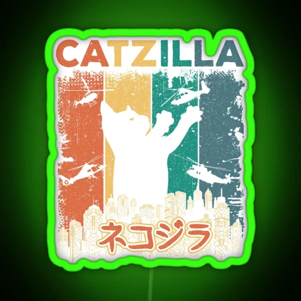 Catzilla Funny Catzilla RGB Neon Sign