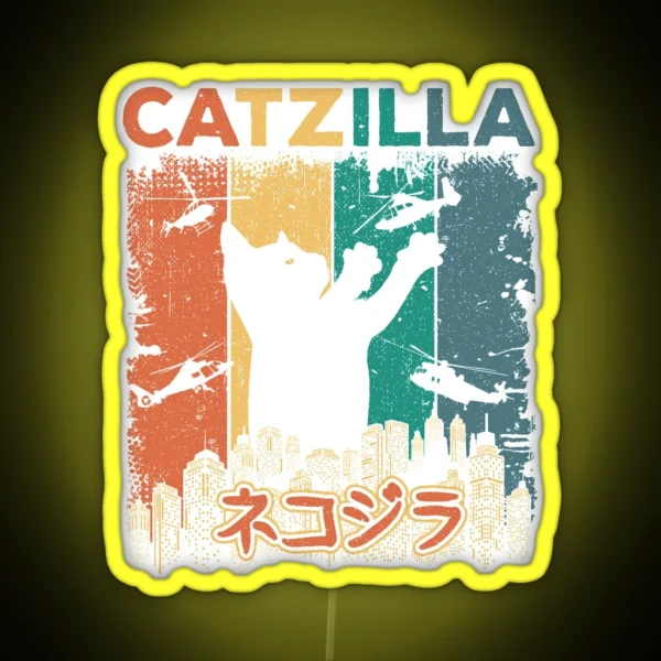 Catzilla Funny Catzilla RGB Neon Sign