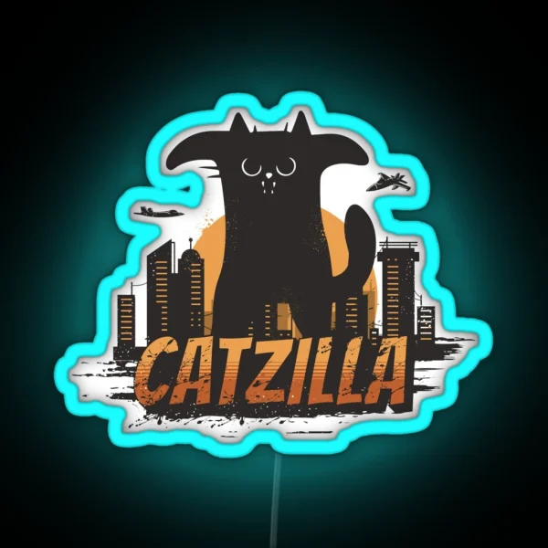 Catzilla Funny Catzilla RGB Neon Sign