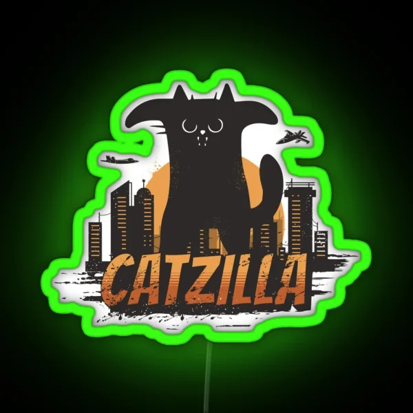 Catzilla Funny Catzilla RGB Neon Sign