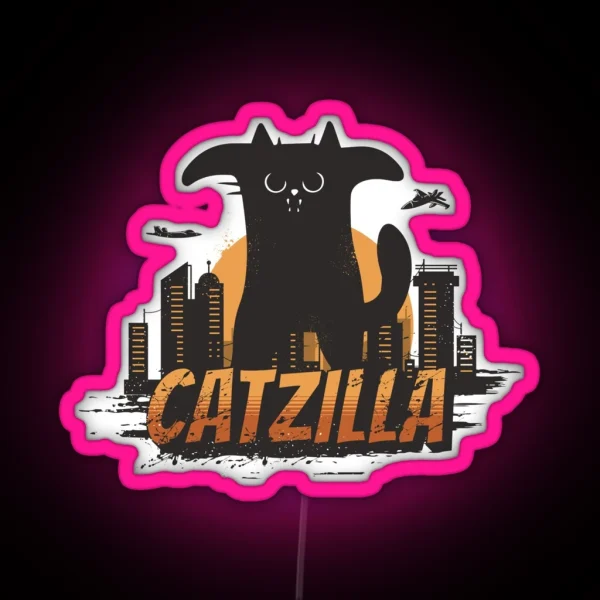 Catzilla Funny Catzilla RGB Neon Sign