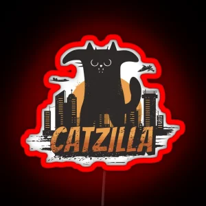 Catzilla Funny Catzilla RGB Neon Sign