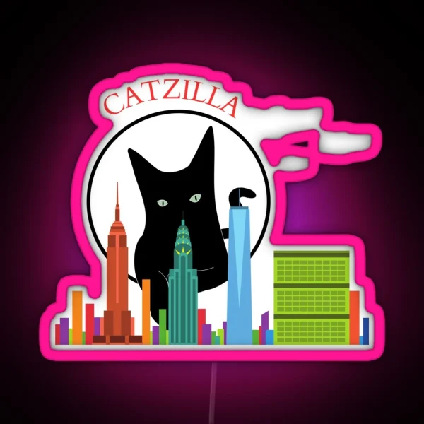 Catzilla Funny Gift RGB Neon Sign