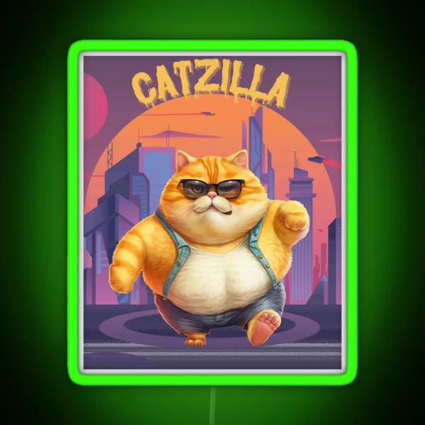 Catzilla Funny RGB Neon Sign