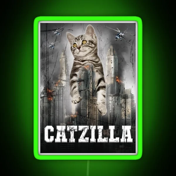 Catzilla Gift Funny Cat Cat Gifts For Him RGB Neon Sign