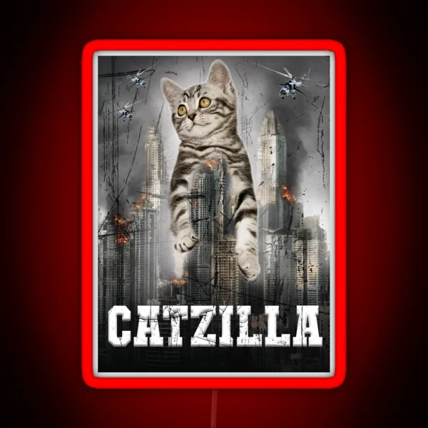 Catzilla Gift Funny Cat Cat Gifts For Him RGB Neon Sign