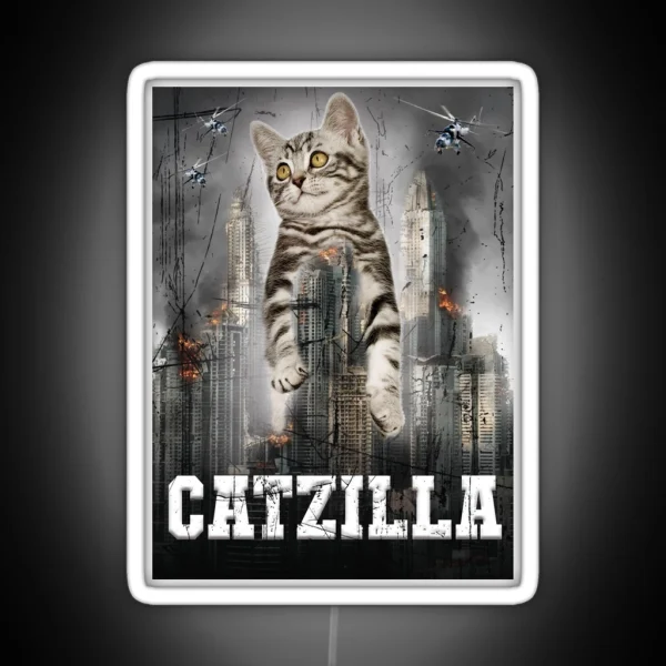 Catzilla Gift Funny Cat Cat Gifts For Him RGB Neon Sign