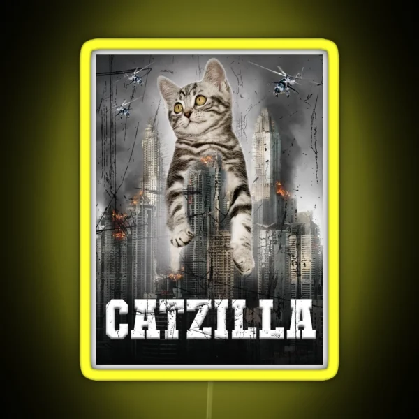 Catzilla Gift Funny Cat Cat Gifts For Him RGB Neon Sign