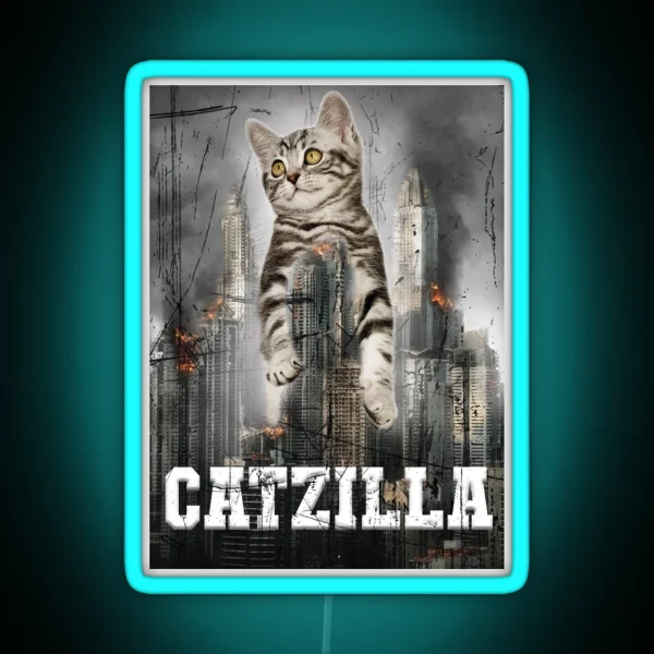 Catzilla Gift Funny Cat Cat Gifts For Him RGB Neon Sign