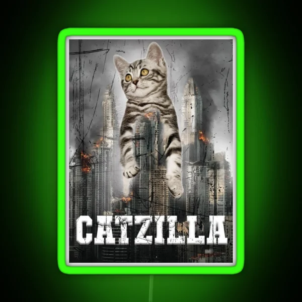 Catzilla Gift Funny Cat Cat Gifts For Him RGB Neon Sign