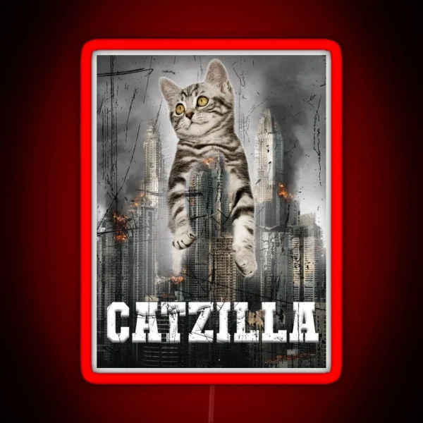 Catzilla Gift Funny Cat Cat Gifts For Him RGB Neon Sign