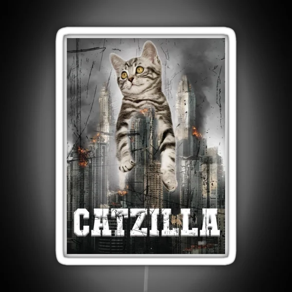 Catzilla Gift Funny Cat Cat Gifts For Him RGB Neon Sign