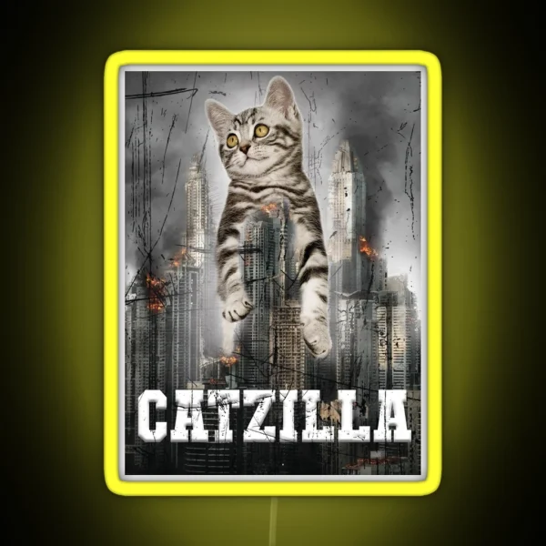 Catzilla Gift Funny Cat Cat Gifts For Him RGB Neon Sign