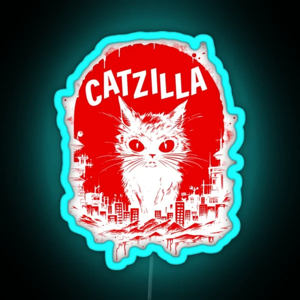 Catzilla Japanese Cat RGB Neon Sign