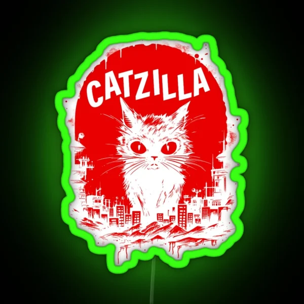 Catzilla Japanese Cat RGB Neon Sign