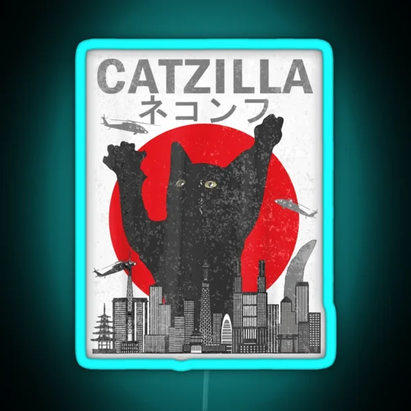 Catzilla Japanese RGB Neon Sign