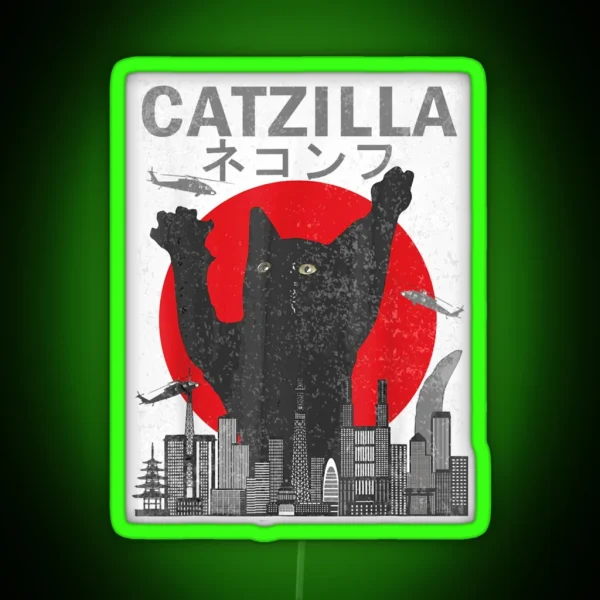 Catzilla Japanese RGB Neon Sign