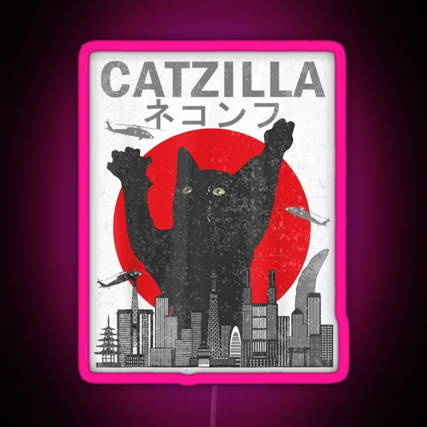 Catzilla Japanese RGB Neon Sign