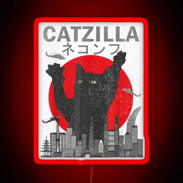 Catzilla Japanese RGB Neon Sign