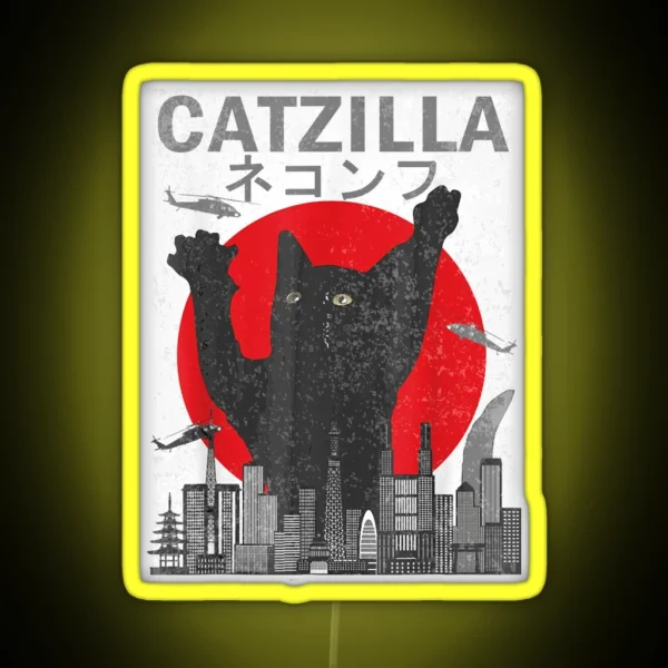 Catzilla Japanese RGB Neon Sign