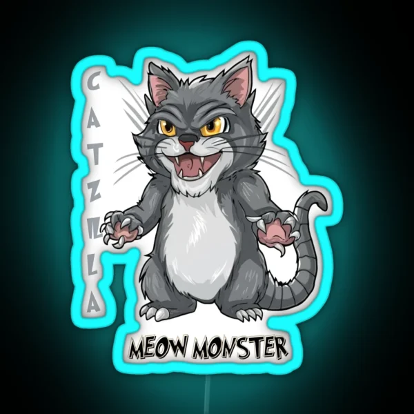 Catzilla Meow Monster RGB Neon Sign
